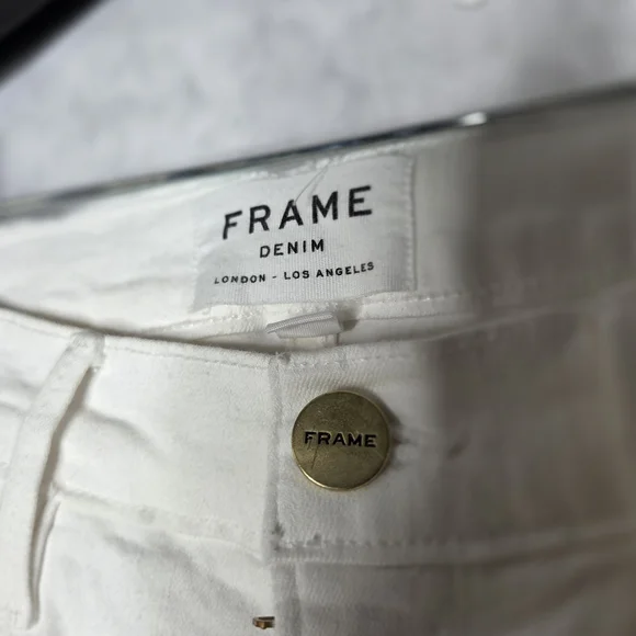 Frame Denim Off-White Jeans with Metallic Button - Picture 2 of 7
